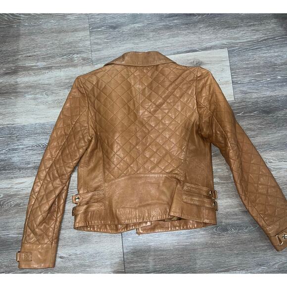 K.O.C Quilted Leather Moto Jacket Size Medium - Picture 2 of 5